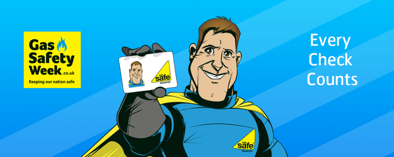 Gas Safety Week 2024 Website Banner with an animated character